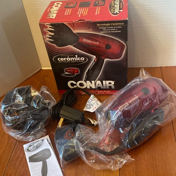 Conair ceramic 1875 watt quiet styler folding hair dryer w/ attachments open box - Picture 1 of 8